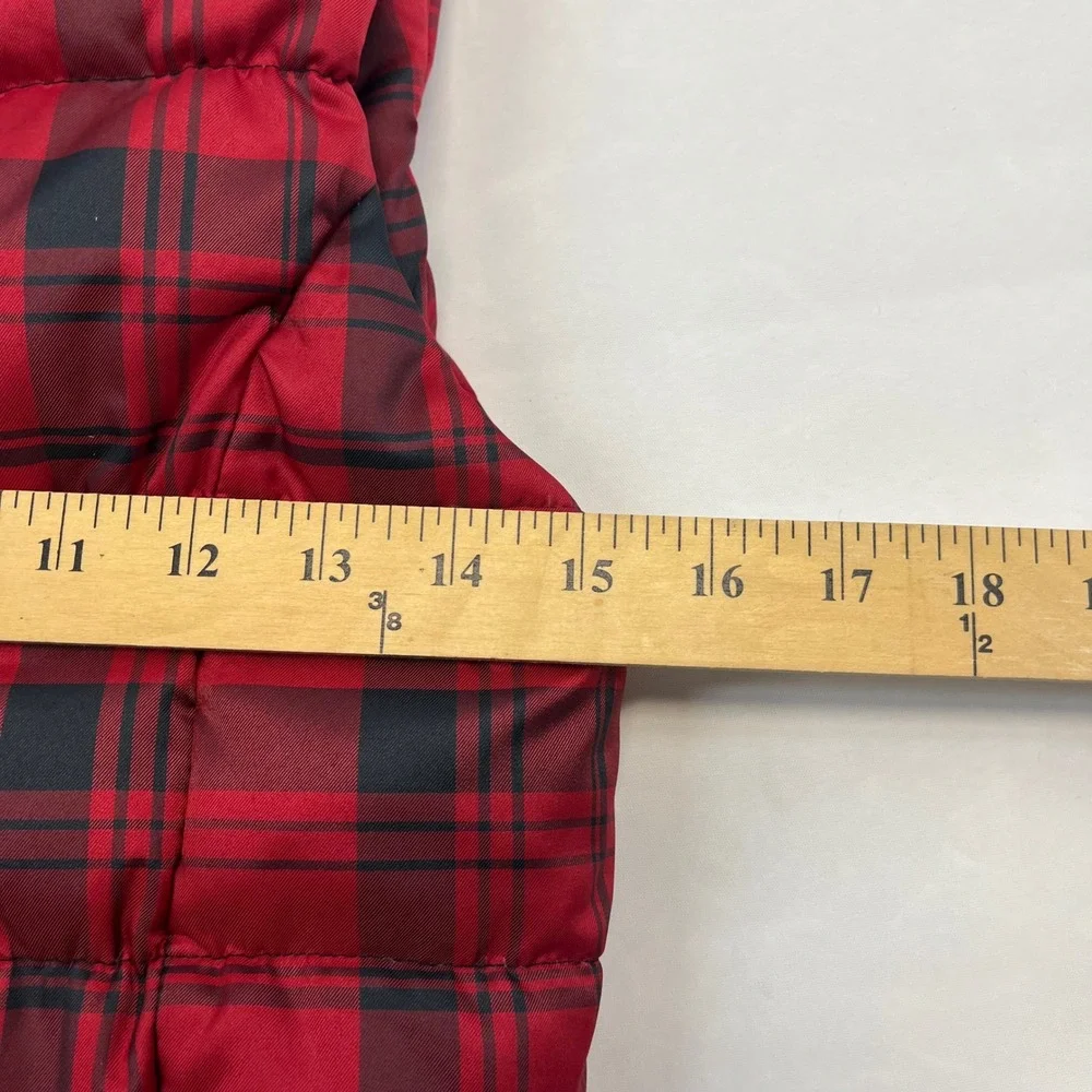 Ralph Lauren Puffer Vest Kids Red Plaid Toggle Crest Preppy 6X Sleeveless Jacket